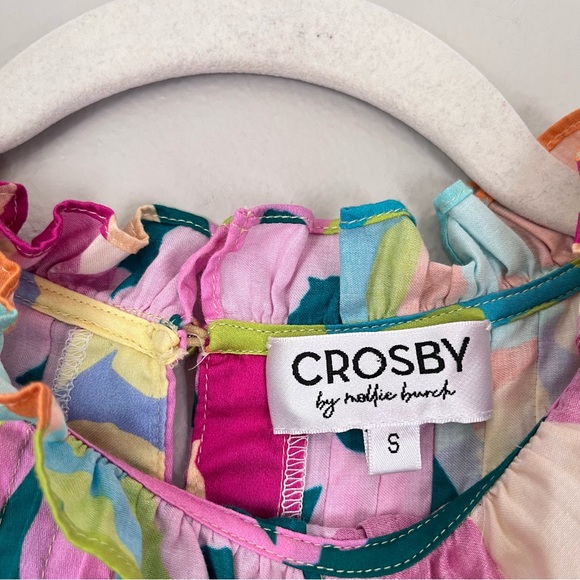 Crosby by Mollie Burch Elsie Pleated Ruffle Sleeve Top Patchwork Poppy Floral - Picture 5 of 8